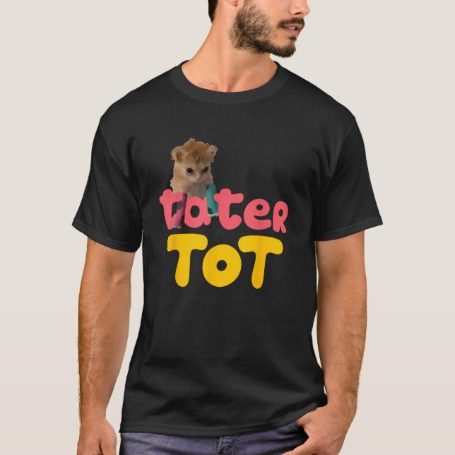 Tater Tot söt katt T Shirt (Framsida)
