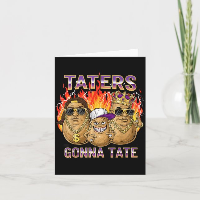 Taters Gonna Tate Funny Tato Gangster Spud Lover B Kort (Framsida)