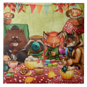 Tatime i skogen med Woodland Friends Kakelplatta