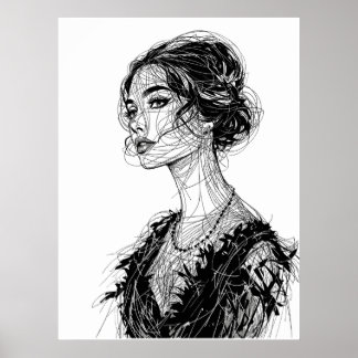 Tatjana Patitz illustration Poster