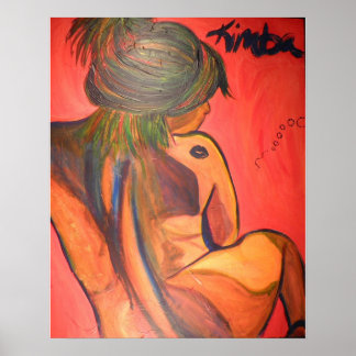 "Tatoo Kiss", Poster, röd, nude, Sincerest Kimba Poster