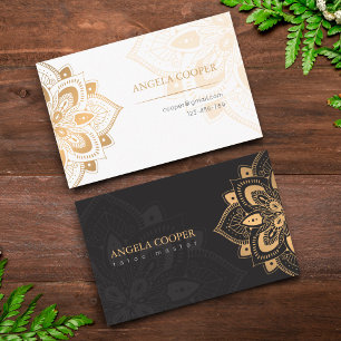 Tatoo Master Golden Blommigt Elegant Monogram Visitkort