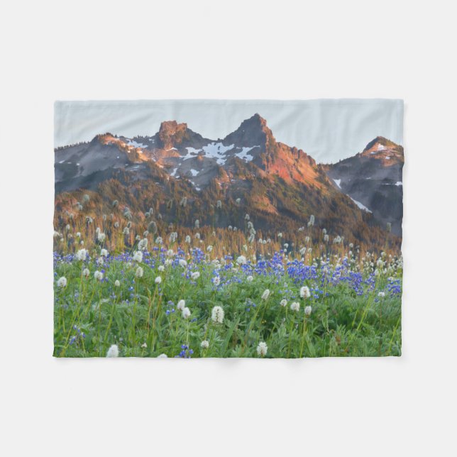 Tatoosh Range och Wildblommor | Rainier Fleecefilt (Framsidan (Horisontell))