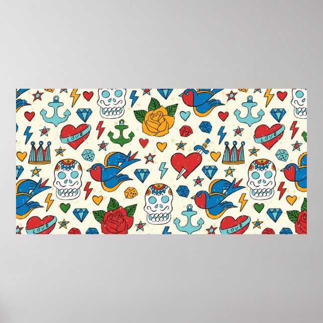 Tatotäckt mönster. poster (Framsidan)