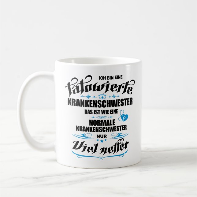 Tätowierte Krankenschwester Krankenpfleger Kaffemugg (Vänster)