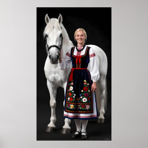 Tatra Folk Maiden och White Horse Affisch