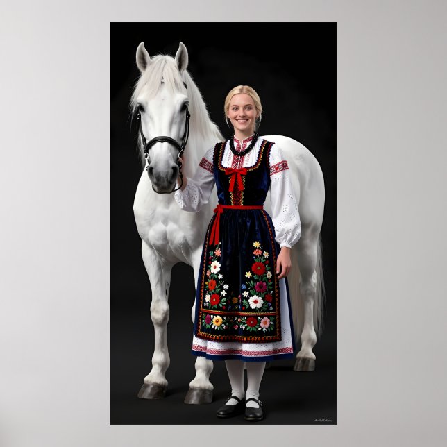 Tatra Folk Maiden och White Horse Affisch (Framsidan)
