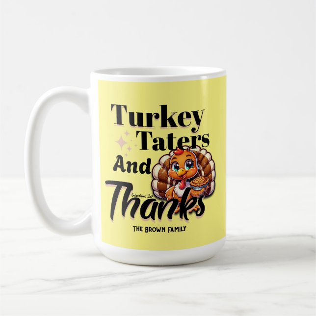 Tatrar och tack för Turkiet - Kolossianer 2:7 Kaffemugg (Vänster)
