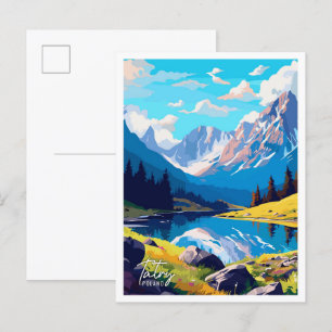 Tatry Poland Art Vintage resor Illustration Vykort