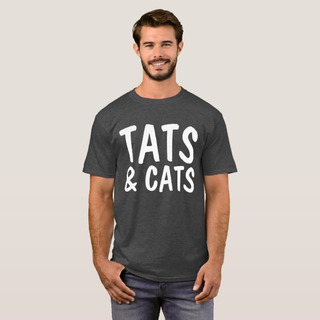 TATS OCH CATS, TATTOO ÄLSKARE Cat T-shirts (Hel framsida)