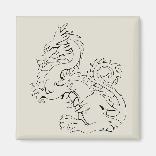 Tatsu Asian Dragon är fantasy Mythical Creates Magnet (Framsidan)