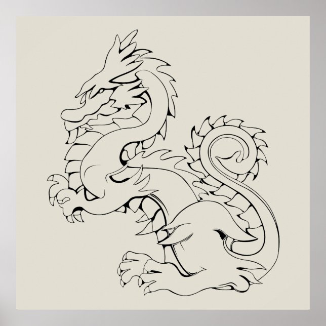 Tatsu Asian Dragon är fantasy Mythical Creates Poster (Framsidan)