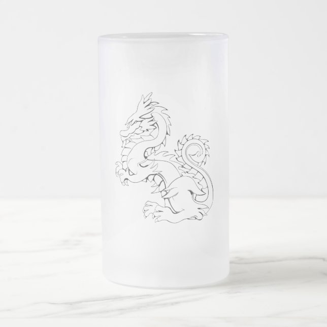 Tatsu Asiatiska Drakar Är Fantasifulla Mythiska Va Frostat Ölglas (Center)