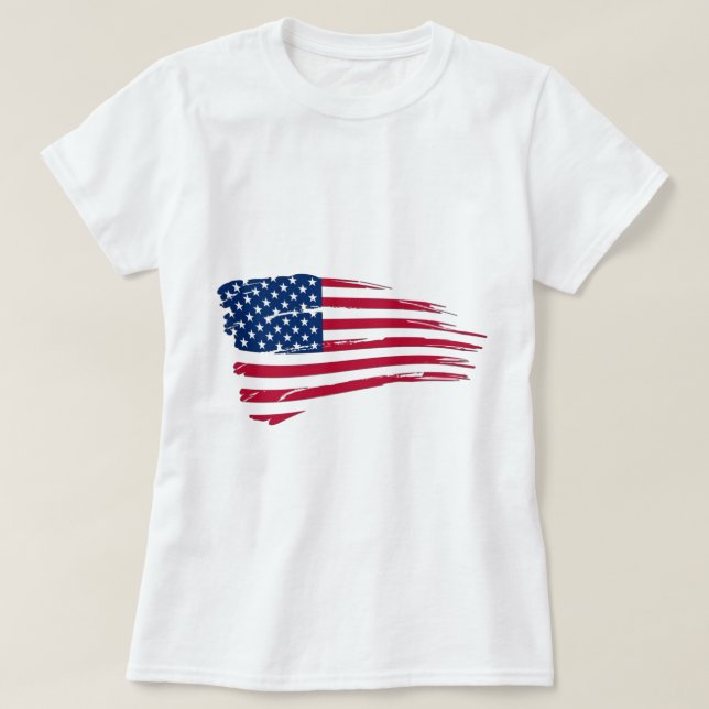 Tattered American Flagga T-shirt (Design framsida)