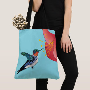 Tatto Hummingbird och Red Flower Exotic Tygkasse