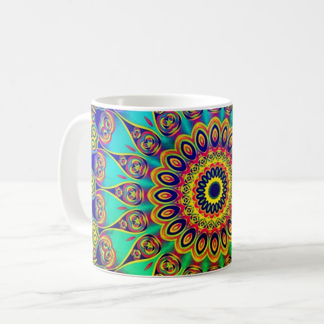 Tatto Kaleidoscope Fractal Kaffemugg (Framsida vänster)