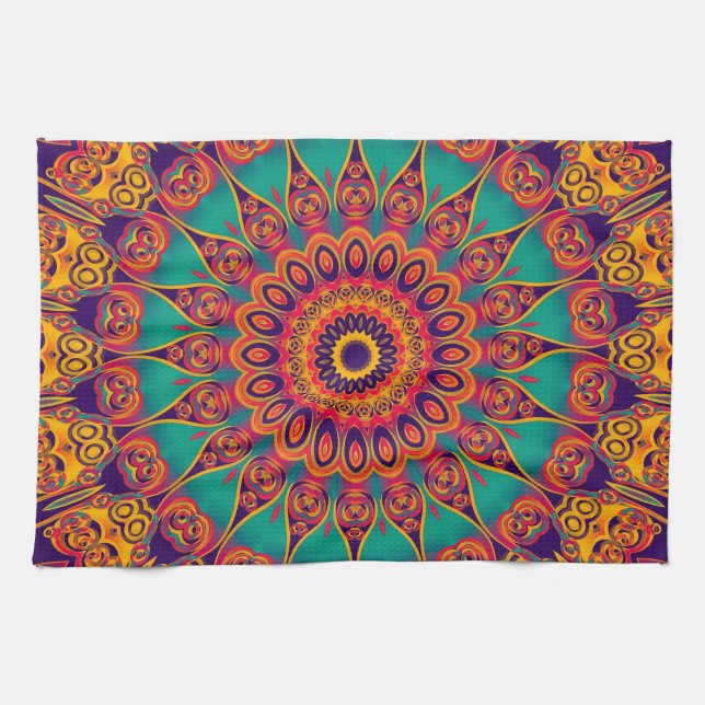 Tatto Kaleidoscope Fractal Kökshandduk (Horisontell)