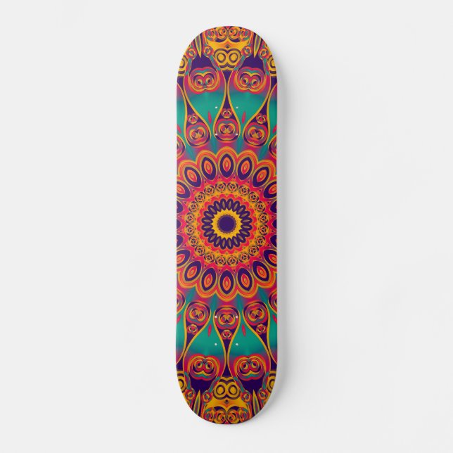 Tatto Kaleidoscope Fractal Old School Skateboard Bräda 18 Cm (Framsida)
