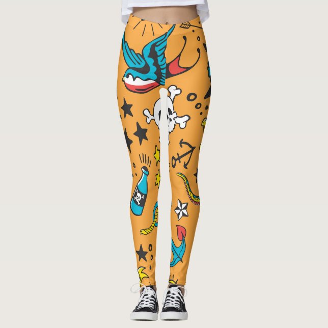 Tatto old school: Cute Seamless Leggings (Framsida)