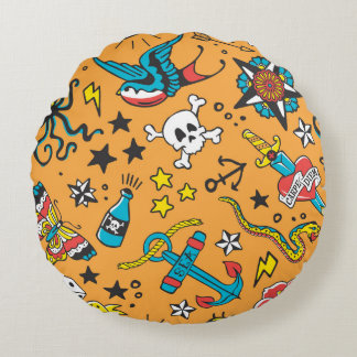 Tatto old school: Cute Seamless Rund Kudde