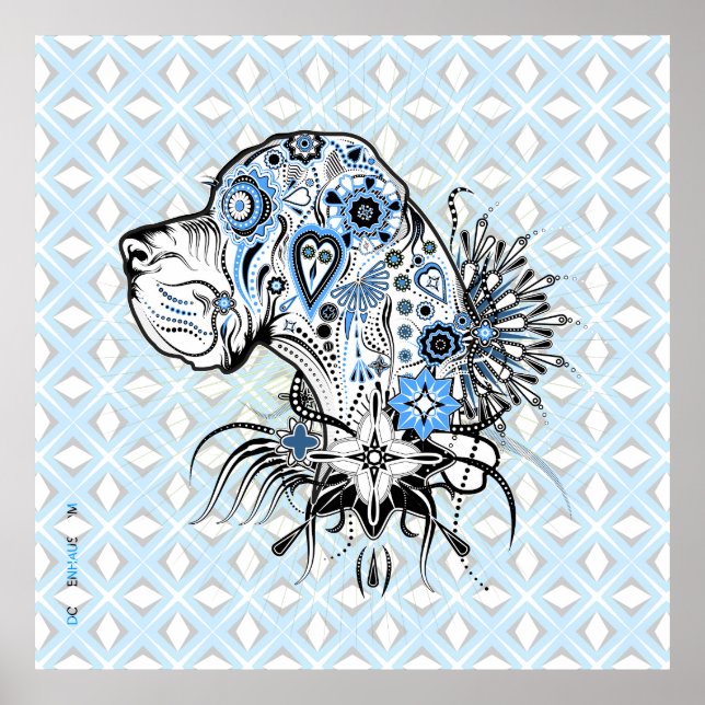 Tatto Stil Doggen Porträtt Poster (Framsidan)