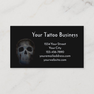 Tattoartist Black and White Goth Skull Design Visitkort