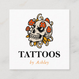 Tattoartist Lägg till Kreativet Social Media Skull Fyrkantigt Visitkort