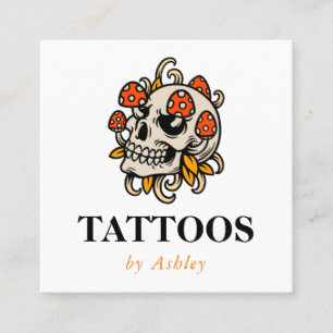 Tattoartist Lägg till Kreativet Social Media Skull Fyrkantigt Visitkort