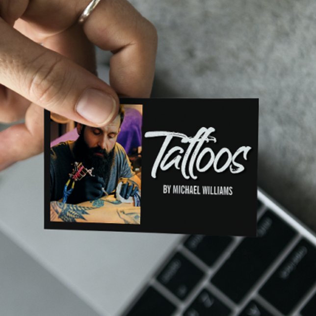 Tattoartist Photo Typography Visitkort (Skapare uppladdad)