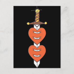 Tattodesign för Dagger och Hearts Classic Knivar Vykort
