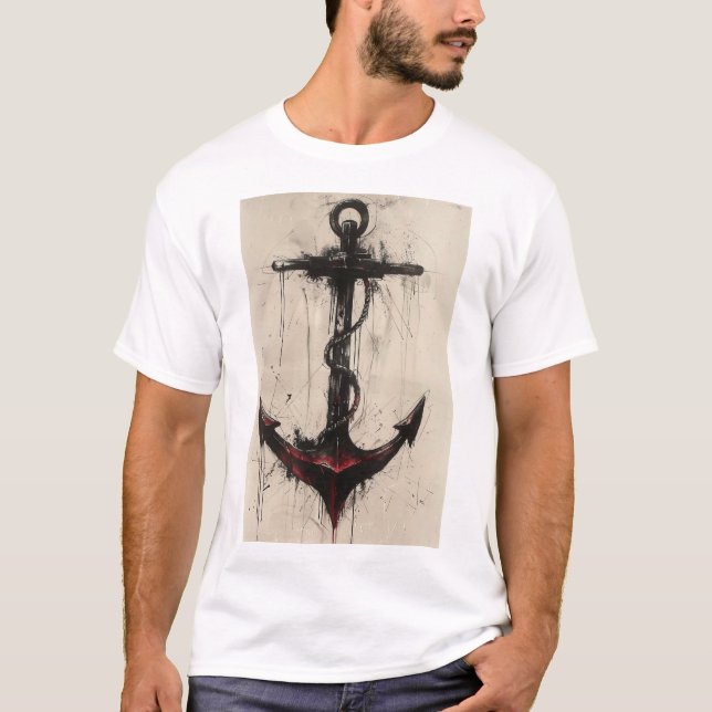 Tattodesign för Nautisk ankarpunkt | Vassa Stil T- T Shirt (Framsida)