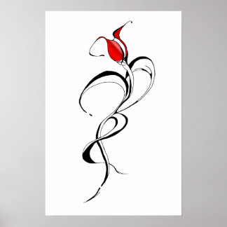 Tattodesign röd ros Dam Poster