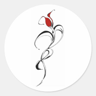 Tattodesign röd ros Dam Runt Klistermärke