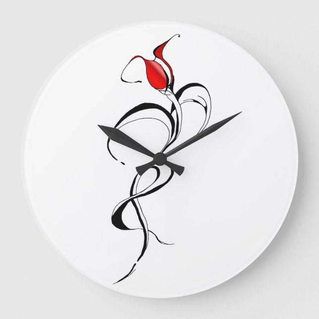 Tattodesign röd ros Dam Stor Klocka (Framsida)