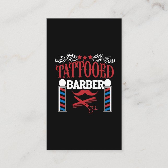 Tattoed Barber Scissor Inked Haircutter Tattor Visitkort (Framsida)