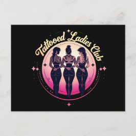 Tattoed Dam Klubb, färgad i svart Vykort