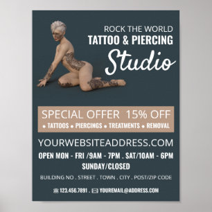 Tattoed Female, Tattoo & Body Piercing Studio Poster