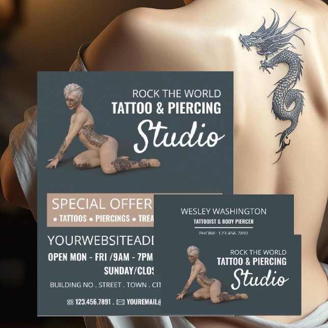 Tattoed Female, Tattoo & Body Piercing Studio Reklamblad (Skapare uppladdad)