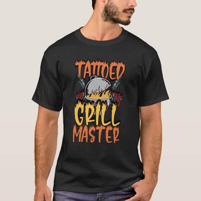 Tattoed Grill Master Smoker Grill Barbecue Meat Gr T Shirt (Framsida)