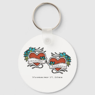 Tattoed Hearts, Tattoo Graphic Bröllop Nyckelring