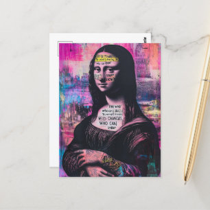 Tattoed Mona Lisa Mixed Media Collage Vykort