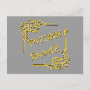 Tattoed Sinner-gult Vykort