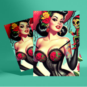 Tattoed Witch Pin-up Vykort