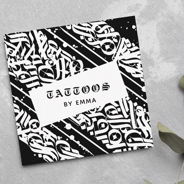 Tattoer från ditt namn Exotic Ancient Calligraphy Fyrkantigt Visitkort (Skapare uppladdad)