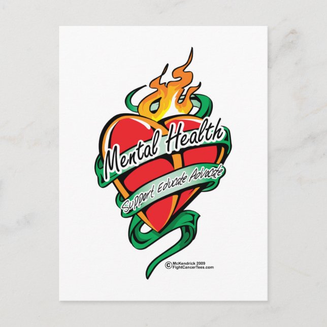 Tattohjärta för psykisk hälsa vykort (Framsida)