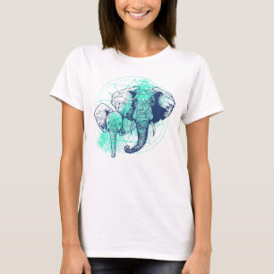Tattoillustration av Elephants Line teckning T Shirt