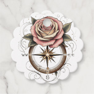 Tattoinspirerad design i Ro-kompass Gåvor Etiketter