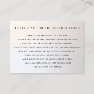 Tattoo Aftercare Instructions Silver Gradient Visitkort