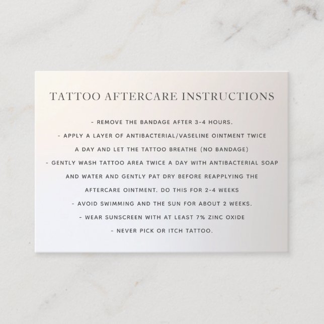 Tattoo Aftercare Instructions Silver Gradient Visitkort (Framsida)