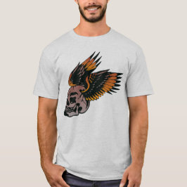 Tattoo aile tete de mort ailé embleme motard club t shirt